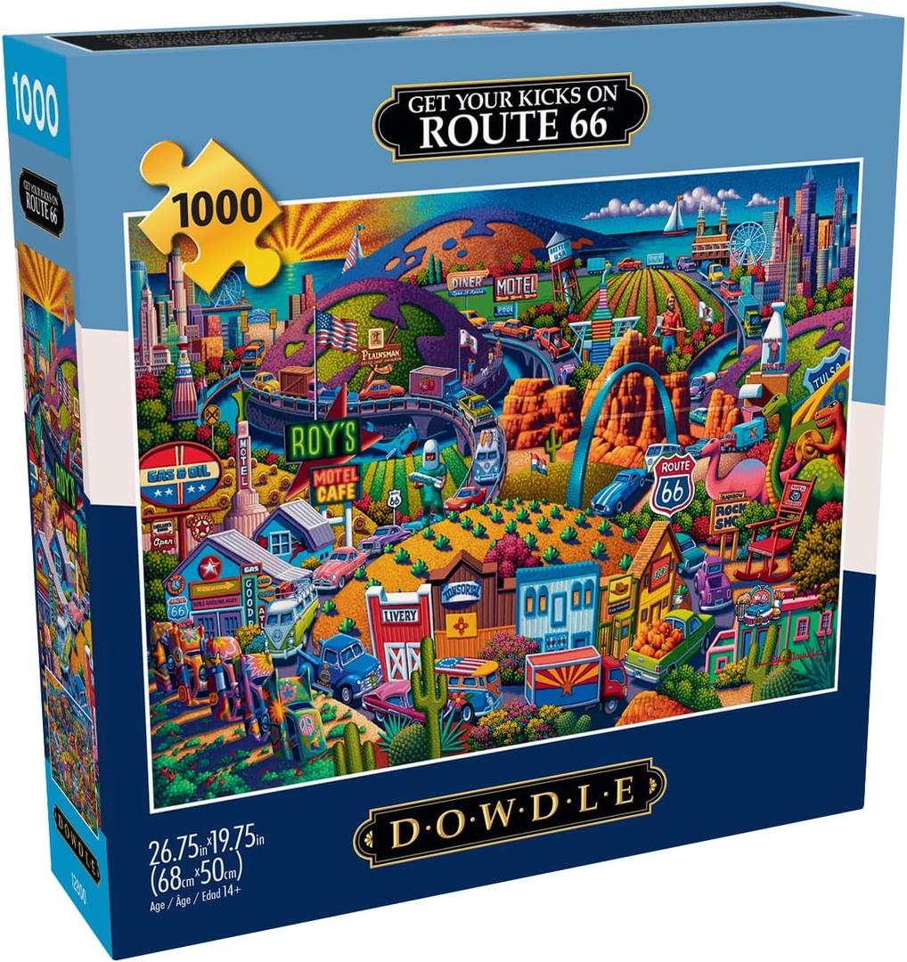 Buffalo Games Eric Dowdle Get Your Kicks on Route 66 Jigsaw Puzzle - 1000 Piece, Adult, 26.75 x 19.75 in - Puzzles for Adults - Includes Reference Poster - Relaxing Game Night Activity