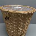 Household Essentials Willow Wicker Waste Basket, Medium, Handwoven with Built-in Plastic Liner, Durable and Attractive Weave, Tapered Design, Compact, Easy to Clean, Natural