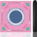 Neoprene Mahjong Mat for Table(33"X33")-Non-Slip Noise Reducing American Mahjong Mat,Odorless, Free of PAHs Mahjong Table Mat for Beginners & Experts,Includes Carrying Bag(Pink)