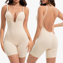 Slimers Backless Shapewear Tummy Control: Low Back Plunge Shapewear Bodysuit - Slimming Built-In Bra Full Body shaper Woman, Large 