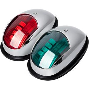 Obcursco Boat Navigation Lights, LED Red and Green Vertical Mount for Bow and Stern, IP67 Waterproof Marine Lights for Pontoon, Bass, and Jon Boats(Sliver) (Electroplate Silver)