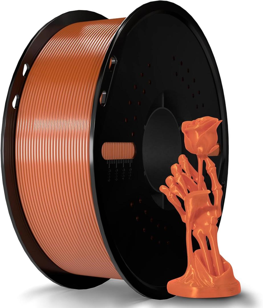 Silk Filament PLA 1.75mm Silk 3D Printer Filament, Silk RedCopper 1kg Spool (2.2lbs), Dimensional Accuracy +/- 0.02 mm, Fit Most FDM Printer