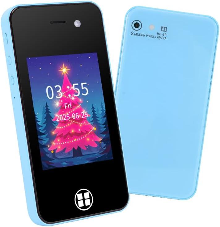 Kids Smart Phone, Christmas Birthday Gifts for Boys Girls Toddler Cell Phone Toys with Dual Camera Music Player Mini Educational Learning Games Fake Phone for 4-8 Year Old with 16G SD Card (Blue)