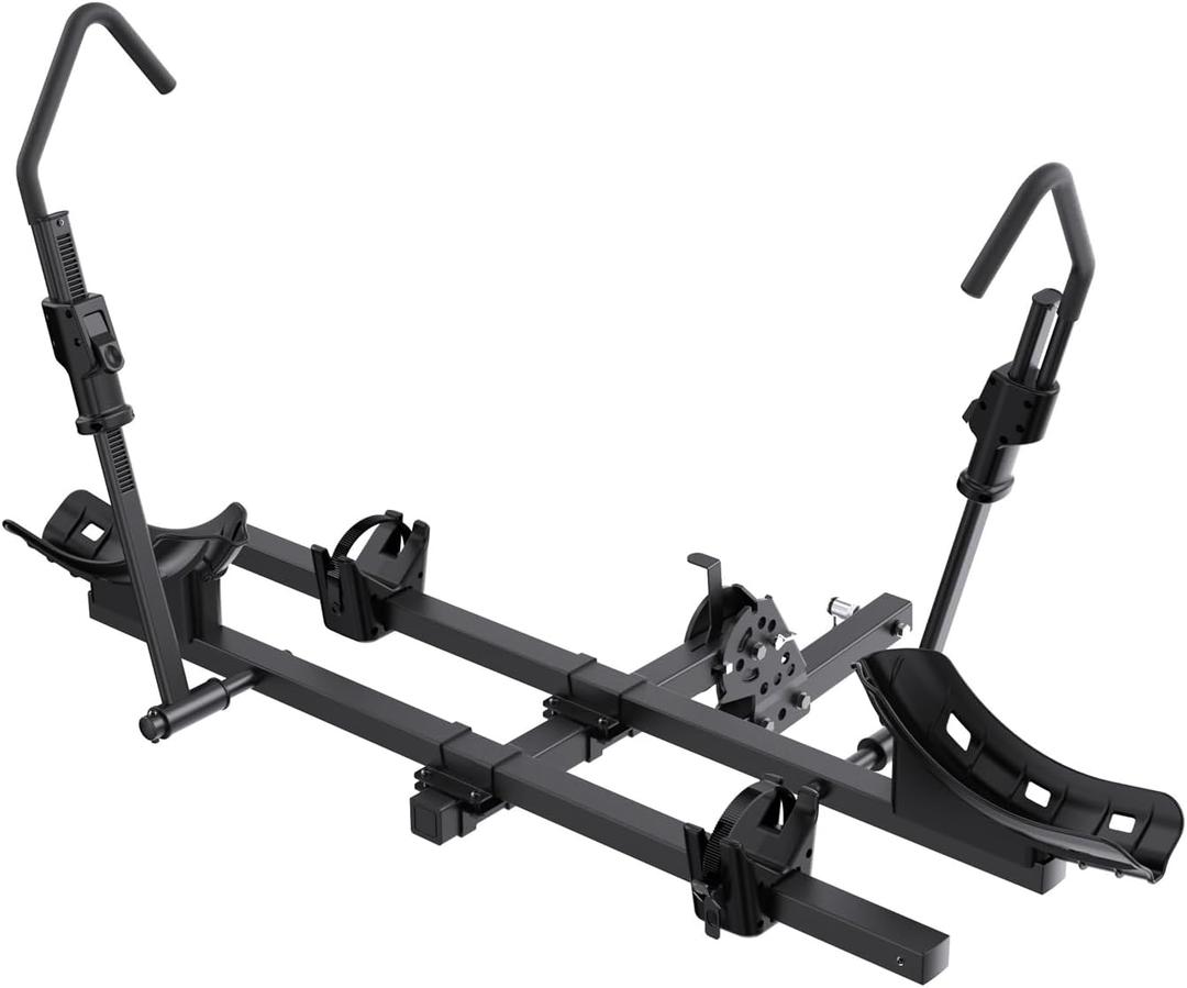 TANX Bike Racks for Ebikes,Fat Tire Bike Rack for Tow Hitch 2-Bike 200 lbs Capacity,Hitch Bike Rack for Heavy E Bike, Wobble Free Smart Tilting Platform Style Bike Rack for Standard, 2 inch Receiver