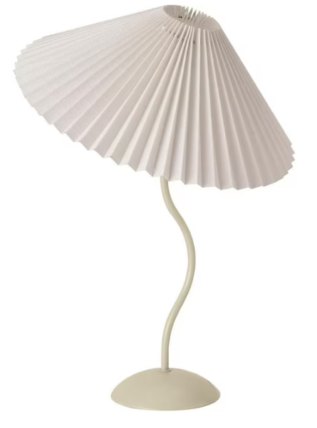 Small Pleated Table Lamp, Bedside Nightstand Lamp with Beige Lampshade, Morden Mini Lamp for Bedroom Home Office Decor, E12 Bulb Included