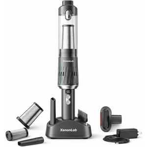 Handheld Vacuum Cordless 25000Pa Car Vacuum 3-in-1 Handheld Vacuum, Includes Smart Display and Charging Base Hand Vac Cordless Rechargeable One-Touch Empty for Home/Pet/Car (White)