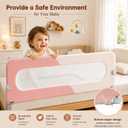 Bed Rail for Toddlers, Pink Foldable Baby Bed Rail Guard | Installation of the Fabric Pull Tab Zipper, U-shaped Extended Base, Drilled-free Installation, Adjustable Height, 1 Side:59inch