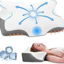 Anvo Cervical Pillow for Neck Pain Relief, Memory Foam Pillows for Neck and Shoulder Pain, Orthopedic Ergonomic Design for Sleeping, Suitable for Side Back and Stomach Sleeper, Grey Firm