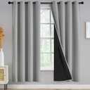 Grey Full Shade Curtain Panels, Thermal Insulated & Energy Efficiency Window Draperies for Guest Room, Full Blackout Curtains & Drapes for Shift Worker and Light Sleepers, W52 x L72 Inch, Light Grey