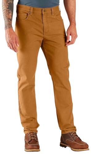 Carhartt Men's Rugged Flex Slim Fit Duck Tapered 5-Pocket Pant, Brown, 42x32