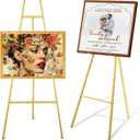 SHENLIU Gold Easel Stand for Sign, 4-Tier Heavy Duty Metal Display Easel with Adjustable Chain for Paintings Posters Wedding Show Pictures Welcome Signs Posters & Commercial Display