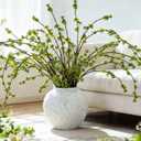 Zeyune 10 Pcs Artificial Branches with Green Buds 40" Evergreen Faux Plastic Plant Stem Picks Sprigs for Vase DIY Home Office Wedding Party Indoor and Outdoor Spring Decor, No Vase (Regular Style)