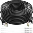 Adoreen Cat 6 Ethernet Cable 150 Ft-Black, Outdoor & Indoor Snagless Long Round RJ45 Network Cable, POE, Soft Flexible Gbps Internet LAN Computer Patch Cord for Router Modem Switch Fast Gaming+ Ties