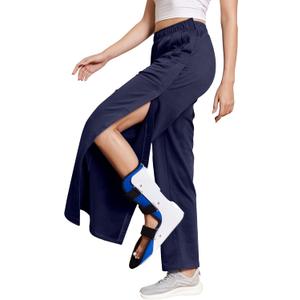 Deyeek Tear Away Pants for Women Side Full Open Sweatpants Loose Fit Casual Post Surgery Adaptive Clothing with Pockets (XX-Large, Navy Blue)