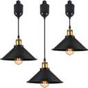 Adjustable Height H Type Track Lighting Pendants 4 Ft Industrial Style Black Metal Instant on Auto Retractable Track Mount Pendant Light Decorate for Kitchen Island Customizable