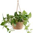 WYSRJ 8inch Jute Rope Hanging Planter Woven Plant Basket Macrame Plant Hangers Plant Holder Basket Decorative Storage Baskets for Plants Pots Home Decor