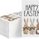 Horal daily 100 Easter Disposable Paper Decorative Guest Napkins, Easter Bunnies Hand Towel for Party Lunch Dinner Kitchen Bathroom