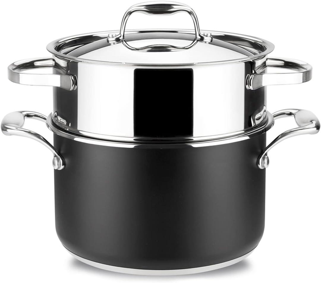 MAGEFESA Prisma  7.9 inches steam pot with lid, made in 18/10 stainless steel, for all types of kitchens, INDUCTION, easy cleaning, dishwasher and oven safe up to 392F