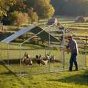 Chicken Run - Metal Chicken Coop with Waterproof & Anti-UV Cover, Outdoor Run 13.1 x 9.8 x 6.4 Ft