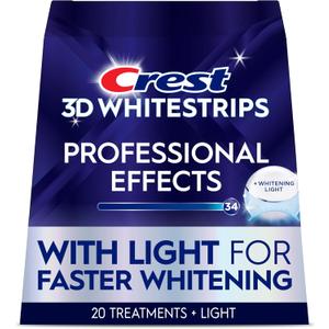 Crest 3D Whitestrips Professional Effects + LED Light Teeth Whitening Kit, 1 Light + 20 Treatments, Each with 1 Upper/1Lower, 40 Strips Crest 3DWhite Teeth Whitening Strips