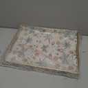 Leemxiiny Rectangle Serving Tray with Handles, Coffee Table Tray for Ottoman, Living Room, Outdoor Tray for Patio Entertaining, Serving Breakfast Kitchen Platter, Daisy