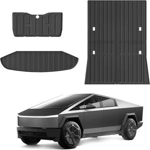 3PCS Cybertruck Bed Liner Cybertruck Bed Mat Lower Mat Frunk Mat TPE All Weather Anti-Slip Odorless Trunk Bed Cargo Liners for Cybertruck Accessories 2024-2025