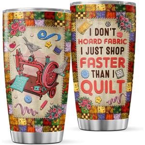 CUBICER Sewing Coffee Tumbler For Women Girls Mother 20 Oz Double Walled Stainless Steel Mug For Sewers Inspiration Gifts For Birthday Party Quilting Travel Wine Glass For Her