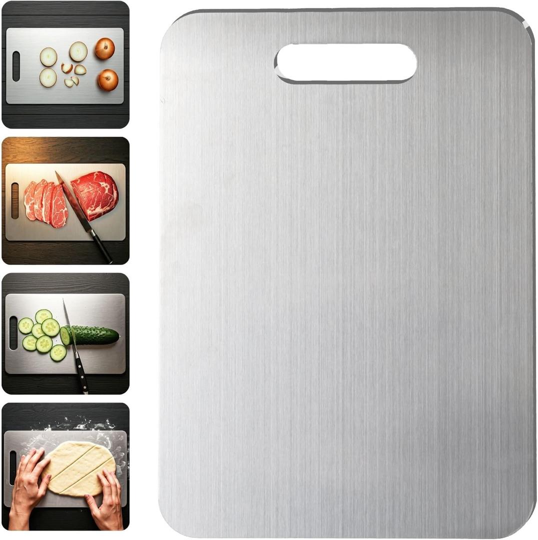 Titanium Cutting Board, 2025 New Upgrade 100% Pure Titanium Cutting Boards for Kitchen, Hygiene & Durability Non Stick Chopping Board, Double sided Cutting Board, Dishwasher Safe (13 x 9 in) (13.2"L x 9.3"W)