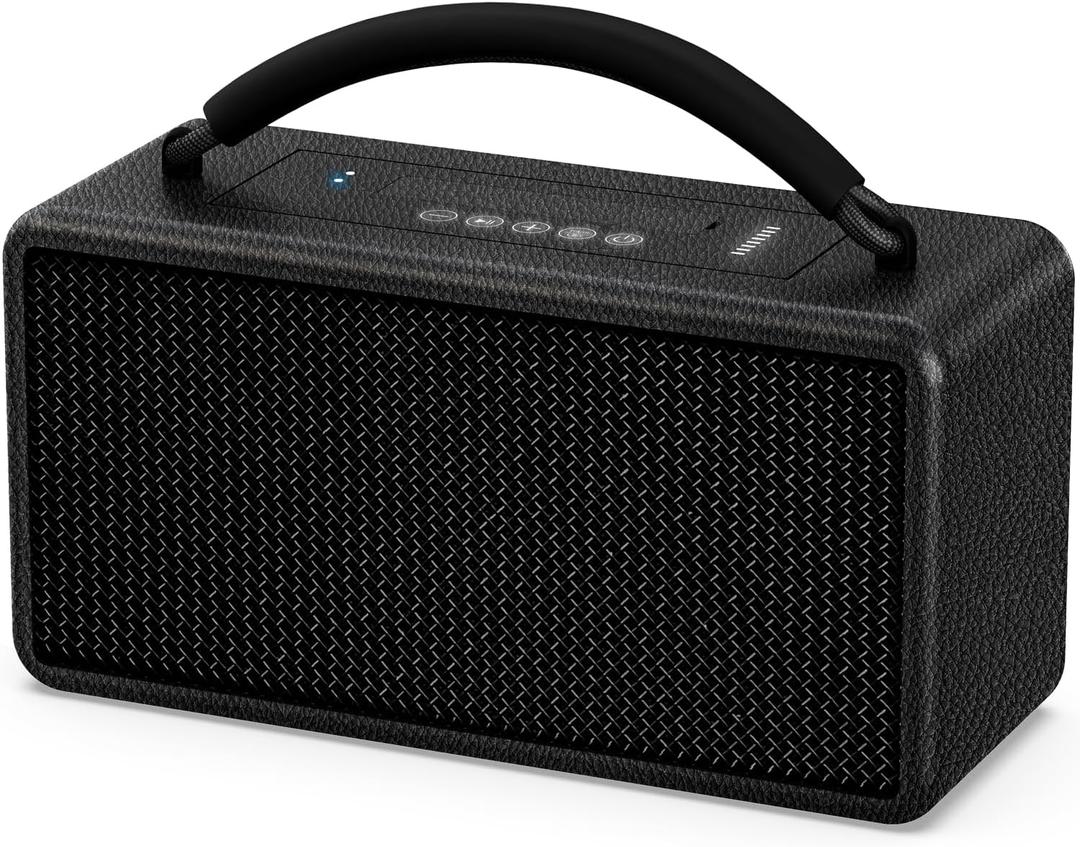 DINDIN Portable Bluetooth Speaker 80W (Peak), 20H Playtime, Wireless Big Wood Boombox with Deep Bass, Subwoofer, TWS, Large, Loud Speaker for Party, Outdoor, Backyard, Beach, Home