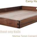 34 x 20 Inches Extra Large Rectangle Black Walnut Wood Ottoman Tray with Handles, Serve Tea, Coffee Classic Wooden Decorative Serving Tray