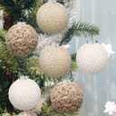 Soulchen12 Pcs 3.15 Inch Neutral Fur Christmas Ball Bulk Sherpa Christmas Tree Ornaments Round Hanging Decoration for Party Supplies Holiday Rustic Fireplace Mantel Home Wall Decor