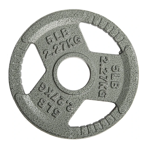 Signature Fitness Standard 1-Inch Cast Iron Plate Weight Plate for Strength Training and Weightlifting 5 Pounds, 3 Plates