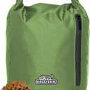 Callieco Dog Food Travel Bag w/ 1 Cup Scoop and Zipper Side Pocket | Waterproof Kibble Storage Container for Home, Road Trips, Camping, Boarding and More (Green, 32 Cups)