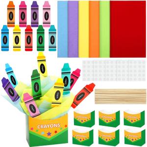 JANYUN 6 Sets 150 Pcs Back to School Crayon Theme Centerpiece