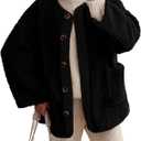 PRETTYGARDEN Women's Warm Winter Coats Casual Long Sleeve Button up Fuzzy Sherpa Fleece Jackets Outerwear, L