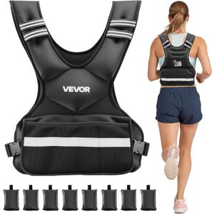 VEVOR Adjustable Weighted Vest, 24-40 lbs Comfortable X-Shape Body Weight Vest Set with 8 Weight Packs and Reflective Stripe, for Men Women, Workout Equipment for Strength Training Running Jogging