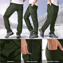 Toomett Men's hiking Snow Pants Skiing Winter Insulated Fleece lined Outdoor Water Repellent camping, walking, fishing (Green, 32)