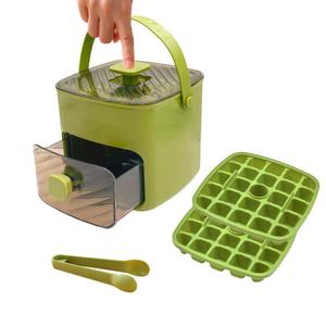 Ice Cube Tray with Lid and Bin, Ice Trays for Freezer, Flexible Ice Cube Trays,2 Pack for Freezer, 48 Pcs Ice Cube Mold with Ice Scoop for Personal Use in Whiskey, Cocktail, Coffee and DIY(Green)