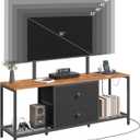 MAHANCRIS TV Stand with Mount, for 32''-55'' TV, Entertainment Center with Power Outlet and Fabric Drawers, TV Media Console with ON/Off Power Switch, for Living Room, Rustic Brown TVBK39E01