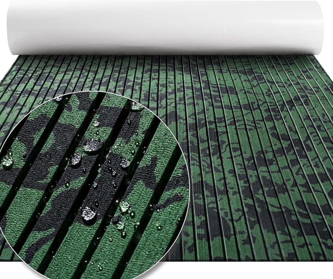 FOCEAN Boat Flooring EVA Foam Boat Decking Marine Flooring Camo Self-Adhesive Marine Mats for Boats Yacht Kayak RV 94.5"x23.6", Olive Camo