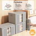 Clothes Storage Bins with Metal Frame Foldable Storage Box Clothes Organizers Storage Containers for Clothes Sheets Blankets Books Toys Gifts and Holiday Decorations (66Lx3 Pack)