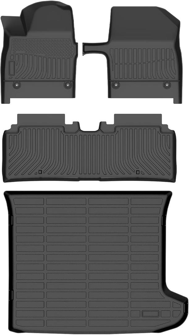 HAFIDI Floor Mats & Cargo Liner Set Fit for Kia EV6 2025 All Weather TPE Anti-Slip Car Full Set Floor Liners Custom Accessories - Black