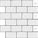 Peel and Stick Backsplash 10 Sheet Self Adhesive White Tiles 10 x 10 Inch Wall Sticker for RV Decor Kitchen Bathroom Laundry Room Trailer Camper Waterproof Wallpaper Removable Oil-Proof