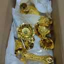 5-Candle Metal Candelabra 10.3 Inch Tall Candlestick Candle Holders for Home Decor Wedding Christmas Church Halloween Party, Gold Tulip