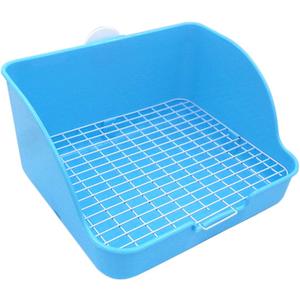 Rat Small Litter Box, 10"x8" Square Corner Litter Box Training Pan with Grid Potty Tray Toilet for Cage Small Animal/Rabbit/Guinea Pig/Bunny/Ferret (Blue)