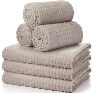 Buryeah 6 Pcs Flannel Sleepover Party Throw Blanket Bulk 50 x 60 Inch Oeko-tex Standard 100 Certified Wedding Throw Blanket 3D Jacquard Grid Design for Donation Homeless (Camel)