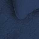 Easy-Going Twin Size Reversible Quilt Set with 1 Quilt and 1 Pillow Sham, Soft Bed Quilt Cover, Water Resistant Lightweight Microfiber Bedspread, Stain Resistant, Olive Leaf-Dark Blue/Light Blue