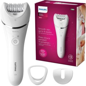 Philips Epilator Series 8000 for Women, with 3 Accessories, BRE700/04 (White)