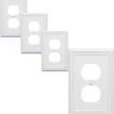 Single Duplex Outlet Cover Plate, 4-Pack White Belaire Beaded Metal Wall Plate 1 Gang, Light Switch Cover, for Receptacle Light Switch, Switch Cover Decorative Wallplate, Durable
