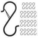 Ticway  S Hooks for Hanging,3.5 Inch Heavy Duty Closet Hooks with Safety Buckle,Closet Hooks Hanging for Plants,Clothes,Kitchen Utensil,String Lights,Handbags,Belt, Hat, Cup, Tie (Black)